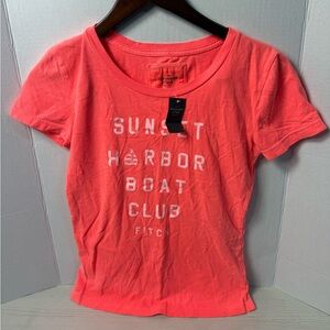 Abercrombie & Fitch Coral Graphic 'Sunset Harbor Boat Club' Tee